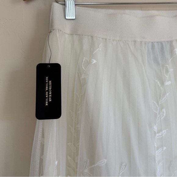 Metrowear Tulle Floral Appliqué Pleated Midi Skirt Garden Tea Party Women Medium - Picture 4 of 7